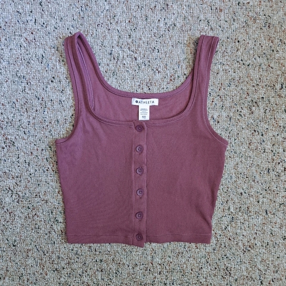 Athleta Tops - Athleta Button-Front Cropped Tank Top in Dark Mauve size XXS